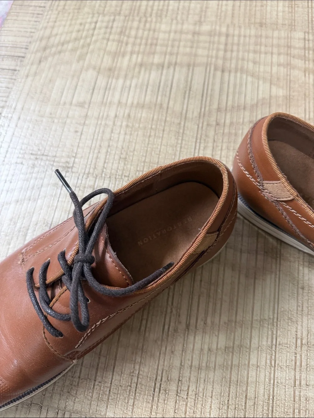 Boys  Classic Brown Leather Lace-Up Shoes